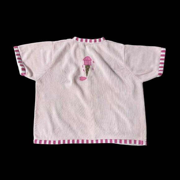 Vintage 1990s Quacker Factory Pink Knit Cardigan Summer Short Sleeve Plus Size - Picture 3 of 8